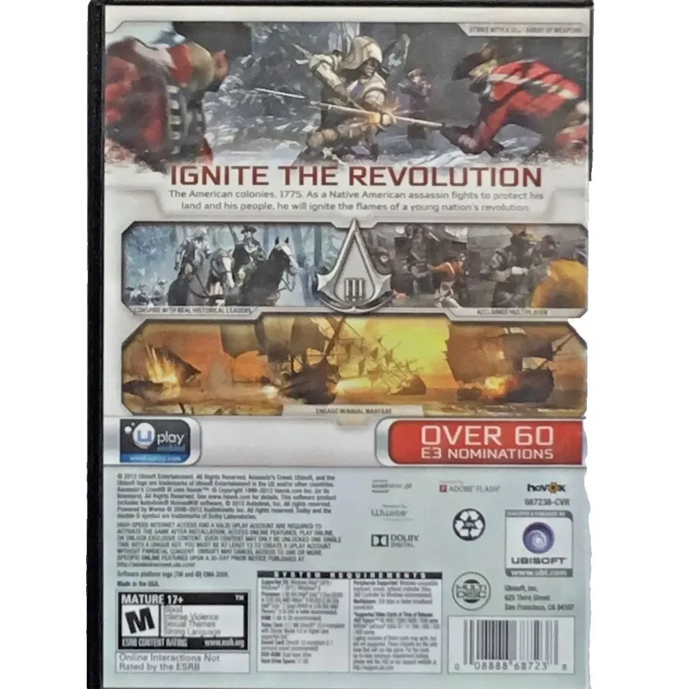 Assassin's Creed III 3 PC Game Windows DVD-ROM Complete CIB Ubisoft